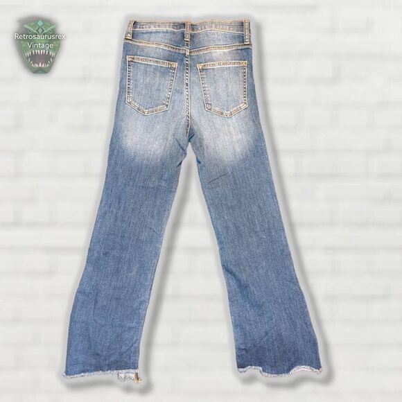 Francesca's Harper Heritage Flared Denim Asymmetrical Hem Jeans, 27 - Picture 2 of 11